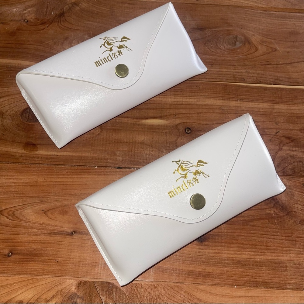 Two Minci White Sunglass Eyeglass Cases